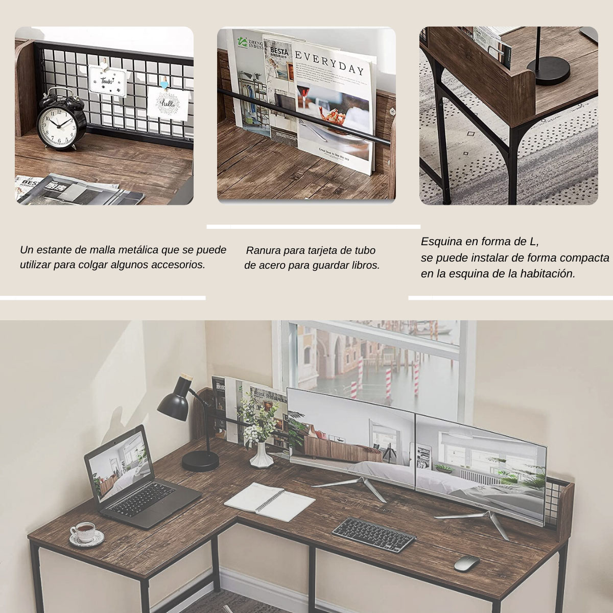 FurnitureR Escritorio de Gamer Forma de L ROGER B