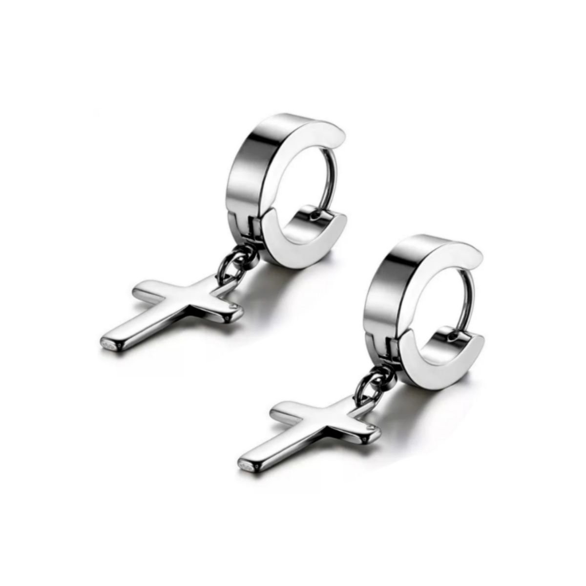 Aretes cruz hombre pendientes piercing arracada acero inoxidable 2 pzs