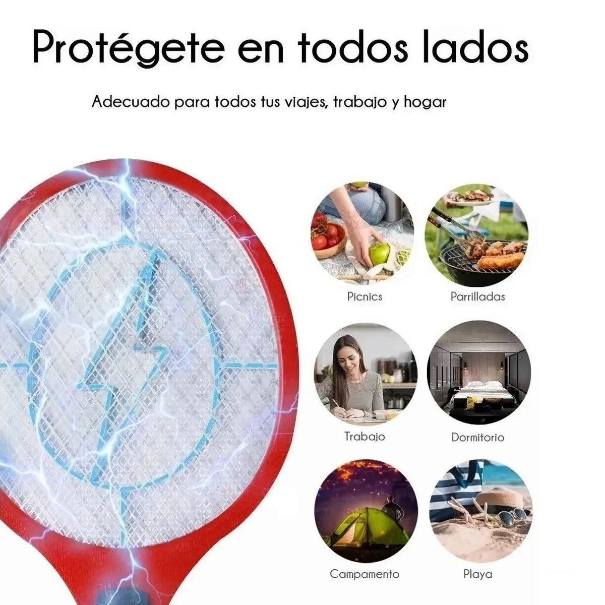 Raqueta Eléctrica Recargable Matamoscas, Matamosquitos y Matainsectos / Master / MP-FLYEKILLER