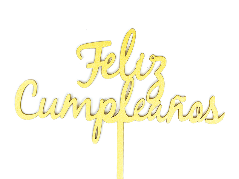 Letrero Pastel Cake Topper Feliz Cumpleaños Gold BdLG-001