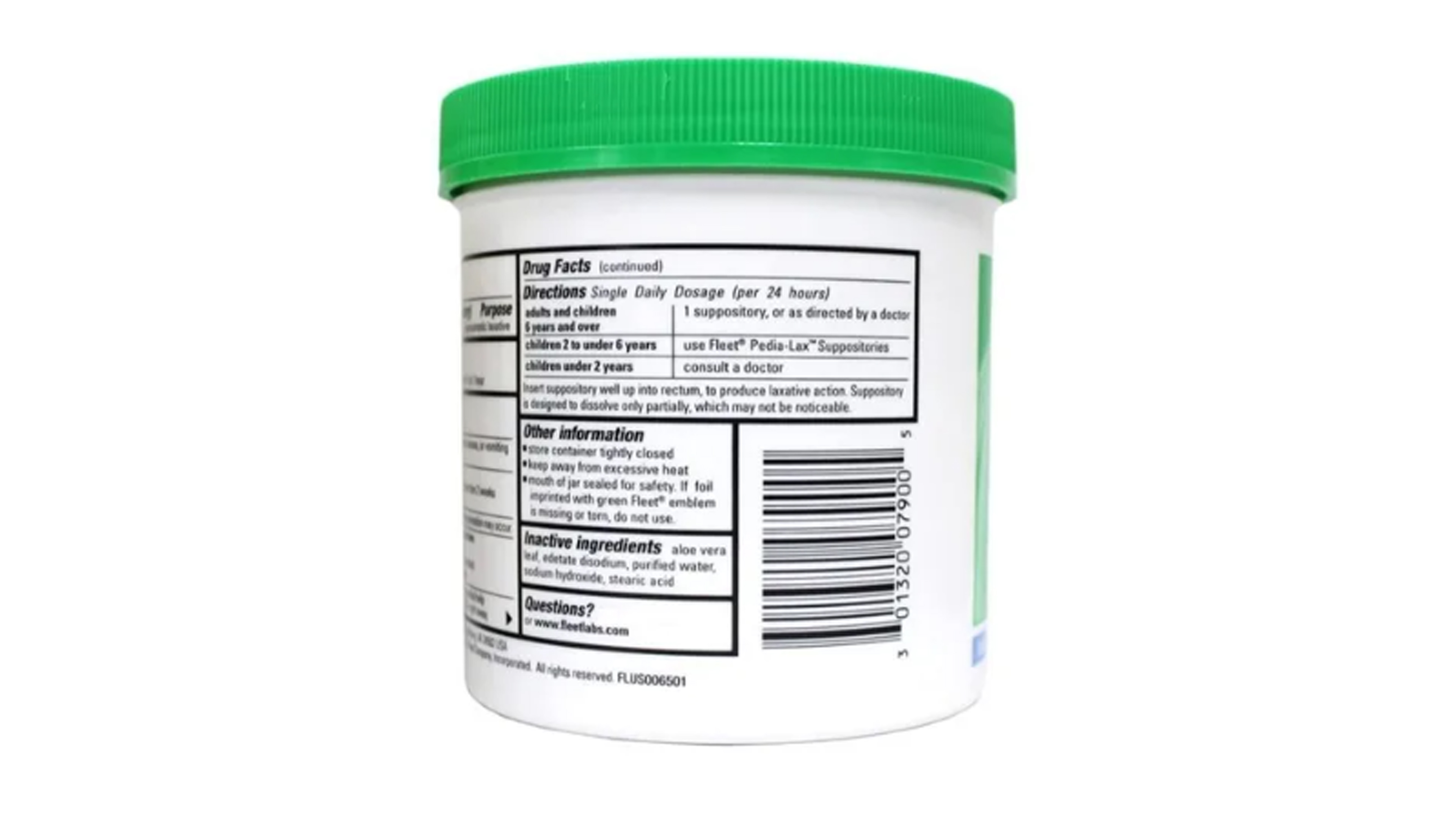 Fleet Supositorios Con Glicerina Y Aloe Vera 100pz Sencillos 