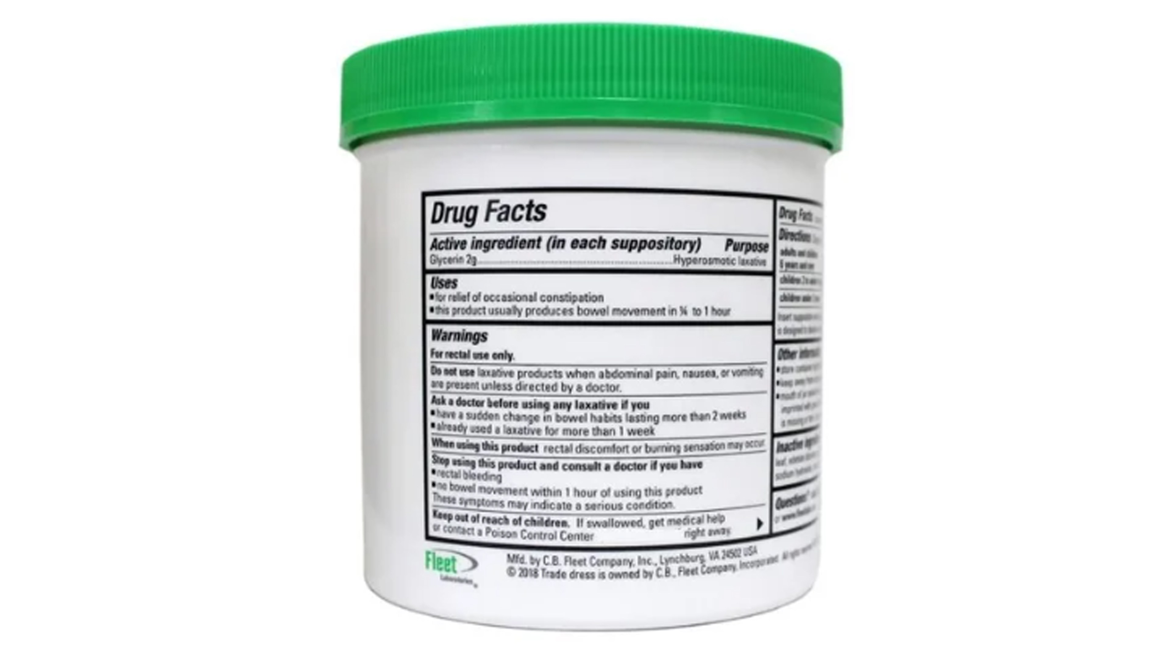 Fleet Supositorios Con Glicerina Y Aloe Vera 100pz Sencillos 