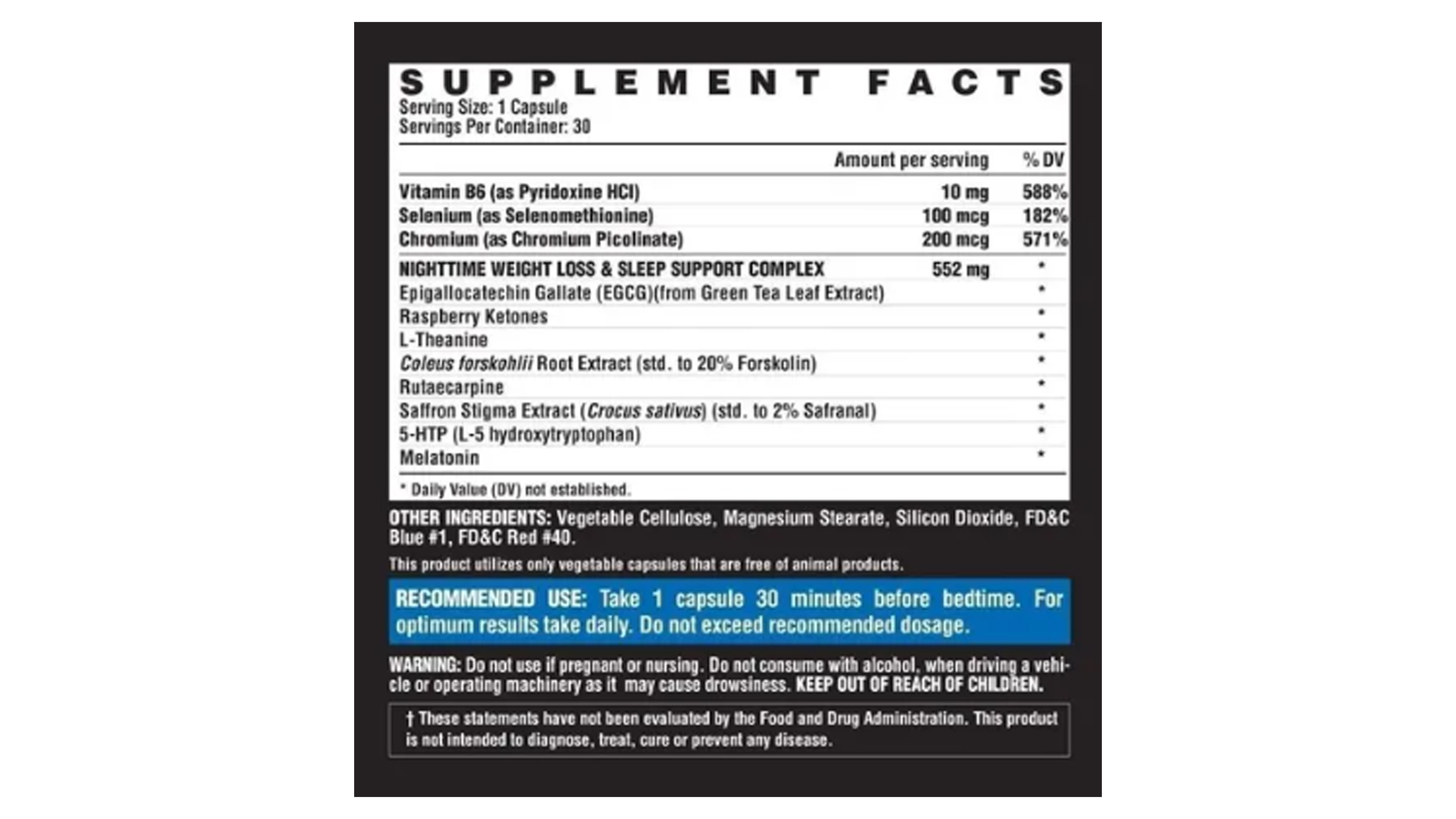 Nutrex Lipo 6 Black Night Time Ultra Concentrado (30 Caps)