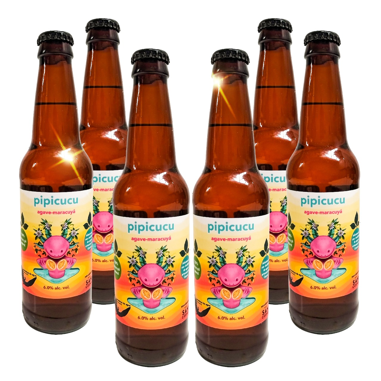 Six Pack Cerveza Monstruo de Agua Pipicucu Agave Maracuya