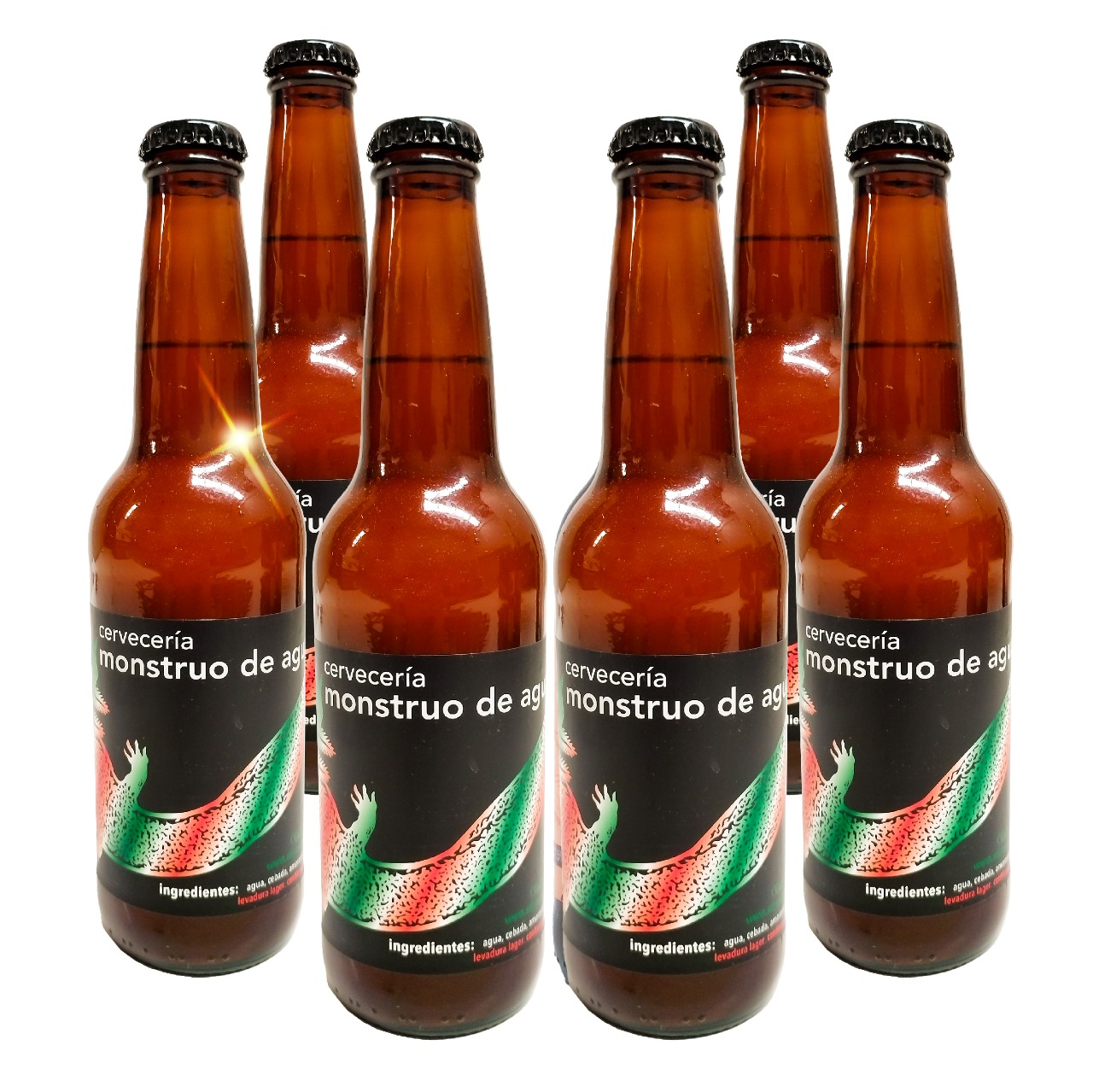 Six Pack Cerveza Artesanal Monstruo De Agua Lager Mexicana
