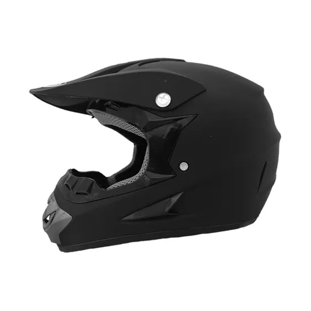Casco Tipo Cross Negro Mate Enduro Atv Liso Xl Junior