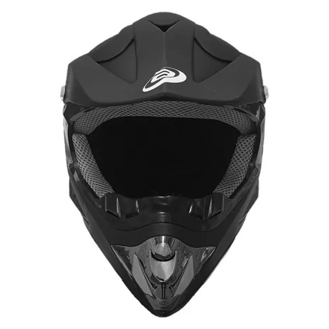 Casco Tipo Cross Negro Mate Enduro Atv Liso Xl Junior