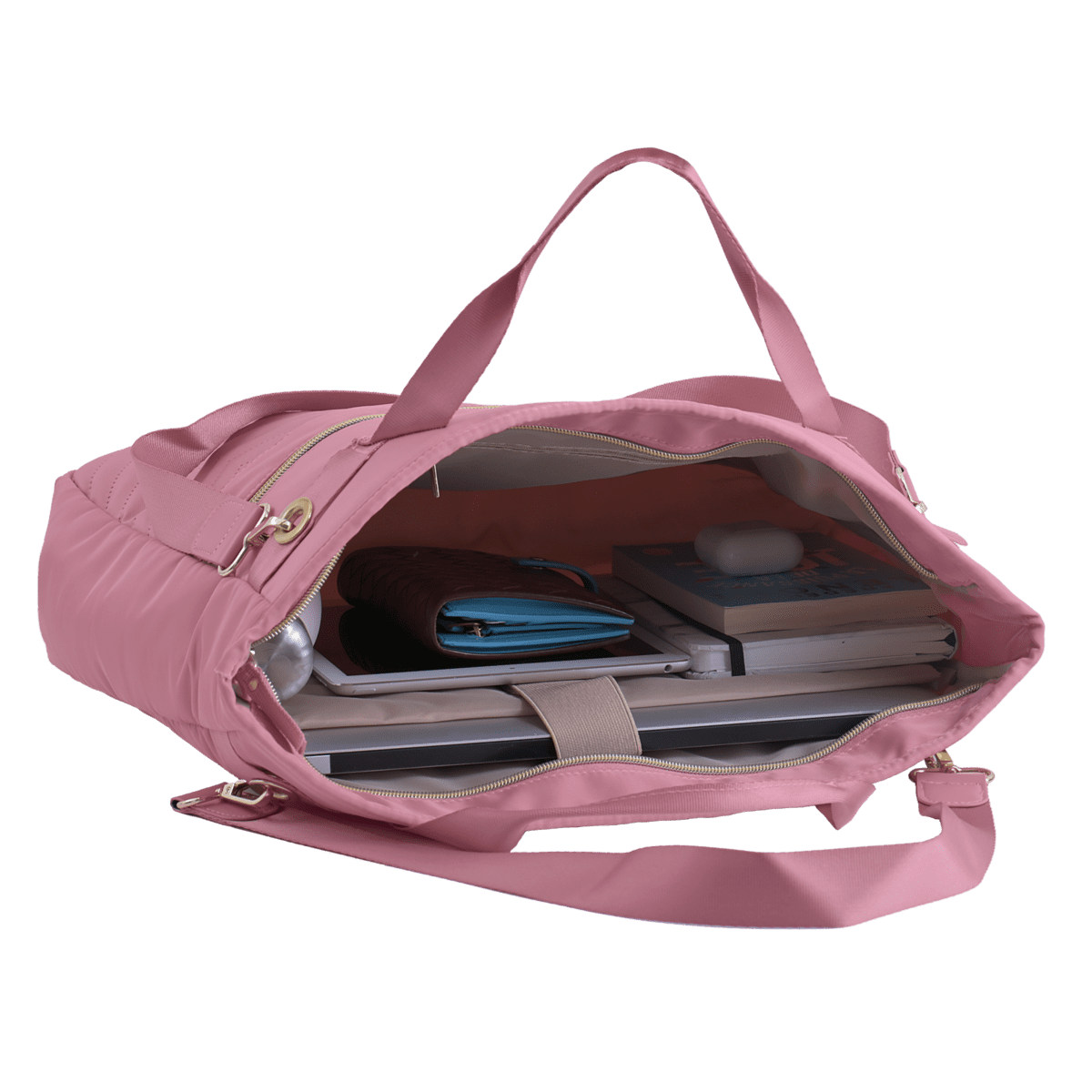 LuckyLy Bolsa para Laptop Mujer hasta 15.6 Pulgadas, Moderna con Múltiples Compartimentos, Modelo Lacy, Rosa