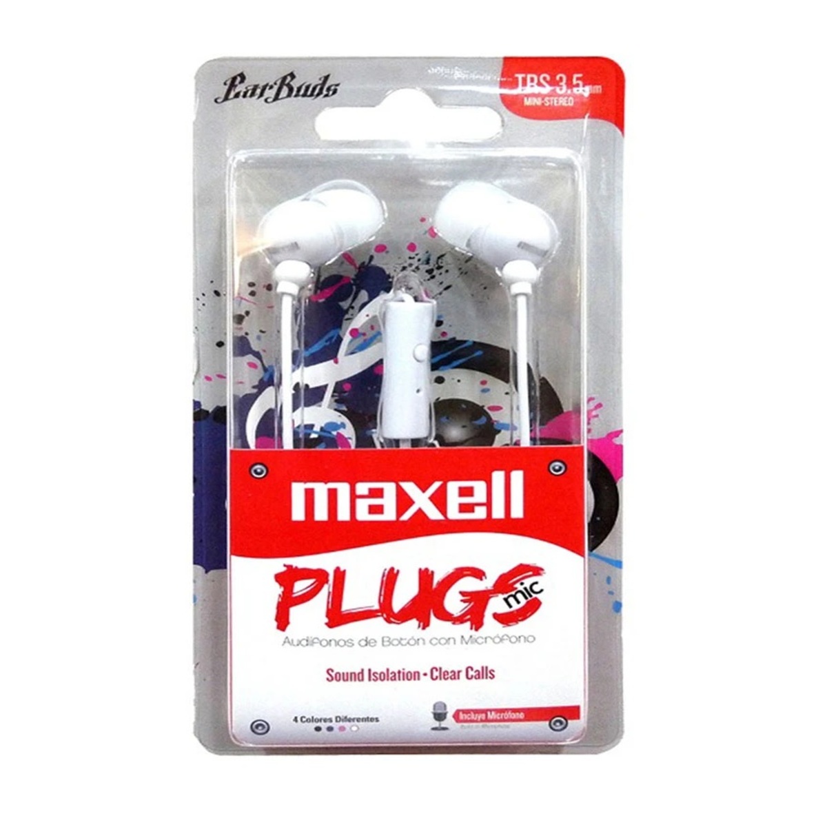 Audifonos Maxell / Plugs Con Micrófono / Alambrico / 3.5mm / 347365 / Blancos