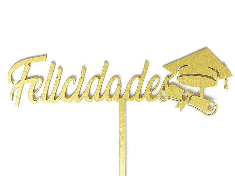 Letrero Pastel Cake Topper Graduación Gold BdLG-030