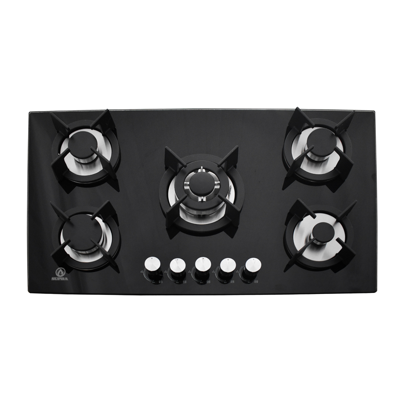 Parrilla de gas empotrable de 5 quemadores SUPRA ONIX parrilla a gas de 90cm con cubierta de cristal templado negro