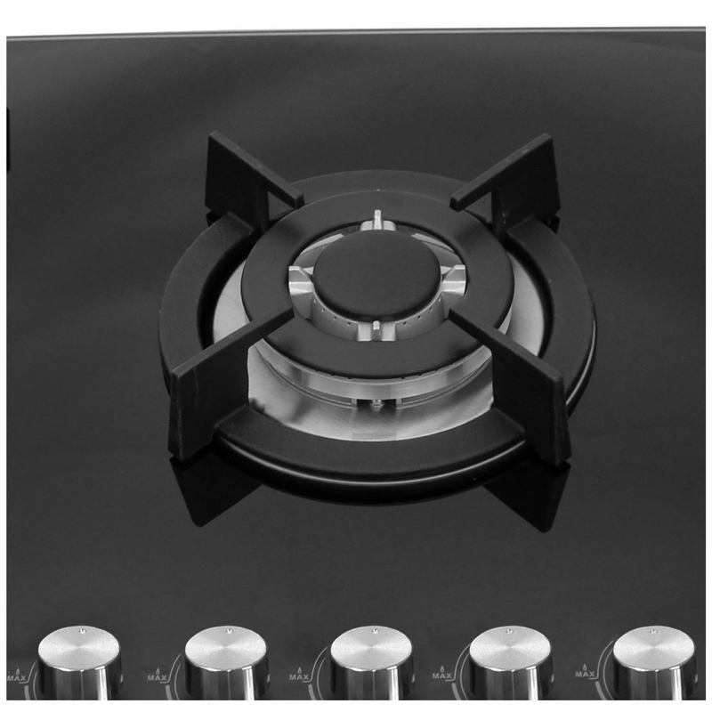 Parrilla de gas empotrable de 5 quemadores SUPRA ONIX parrilla a gas de 90cm con cubierta de cristal templado negro
