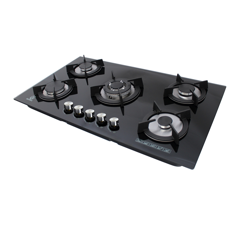 Parrilla de gas empotrable de 5 quemadores SUPRA ONIX parrilla a gas de 90cm con cubierta de cristal templado negro