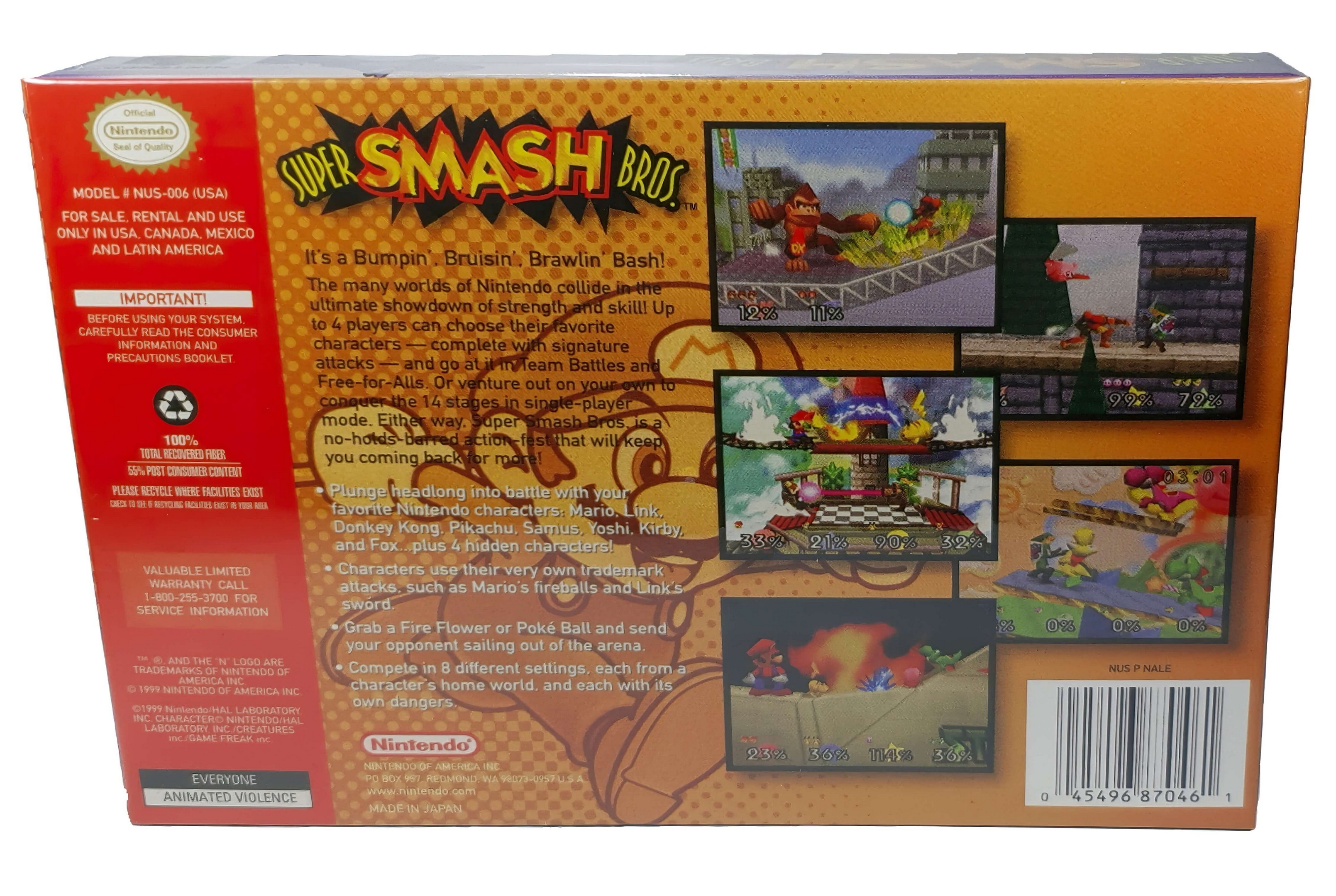 Super Smash Bros Standard Edition Nintendo 64 Físico En Caja