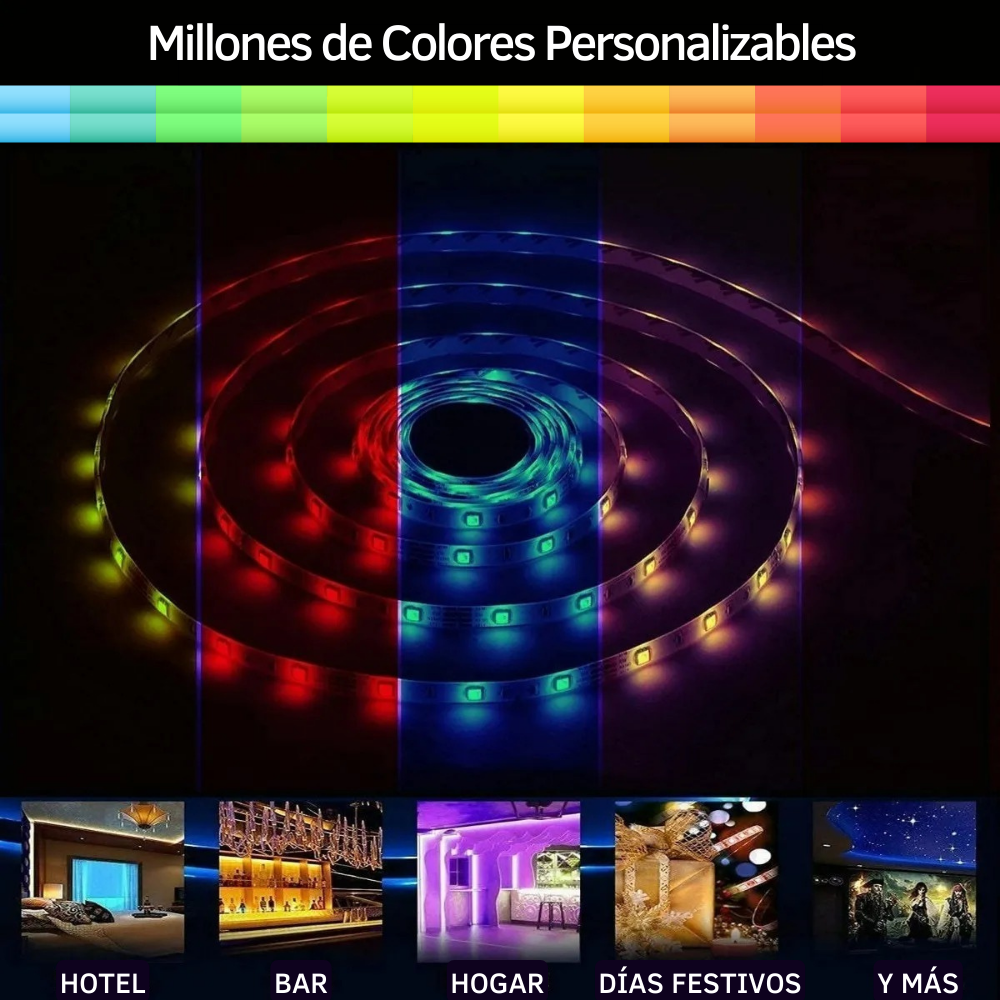 Tira Led Wifi RGB 5050 10 Metros 2 Rollos de 5 M Anti Agua Compatible Con Alexa Google Assistant Siri DOSYU
