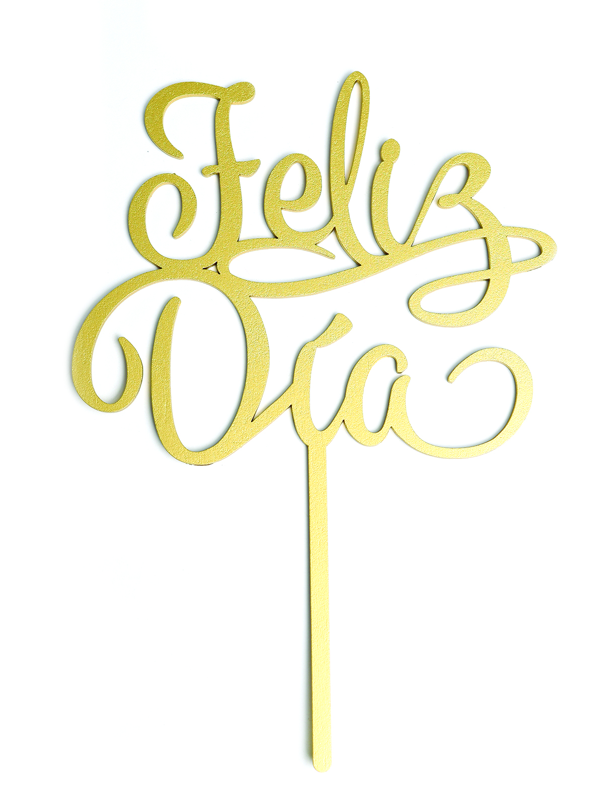Letrero Pastel Cake Topper Feliz Dia Gold BdLG-010