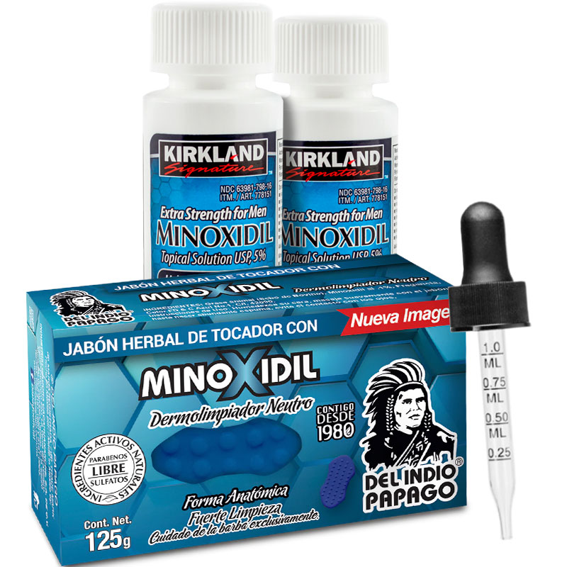 Minoxidil 5% Solución Tópica 2 Meses + Jabón 0.1% Minoxidil  ( Incluye Aplicador )