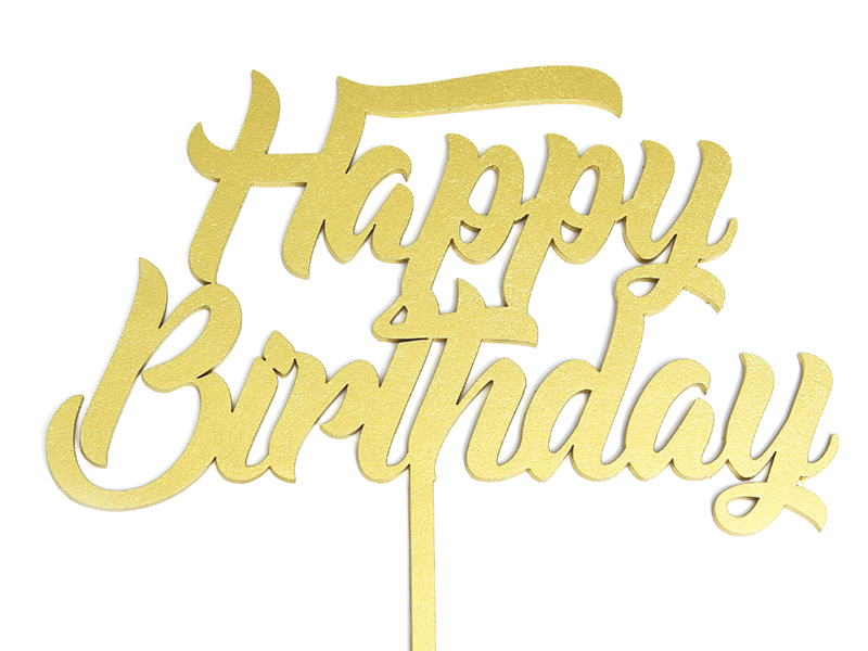 Letrero Pastel Cake Topper Happy Birthday Gold BdLG-004