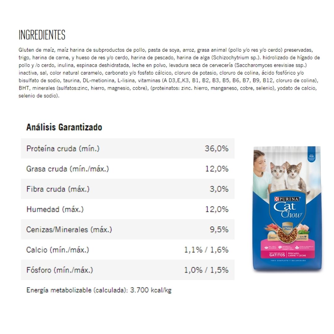 Alimento Purina Cat Chow Gatitos Bolsa 1.5 kg Sabor Pescado Carne y Leche