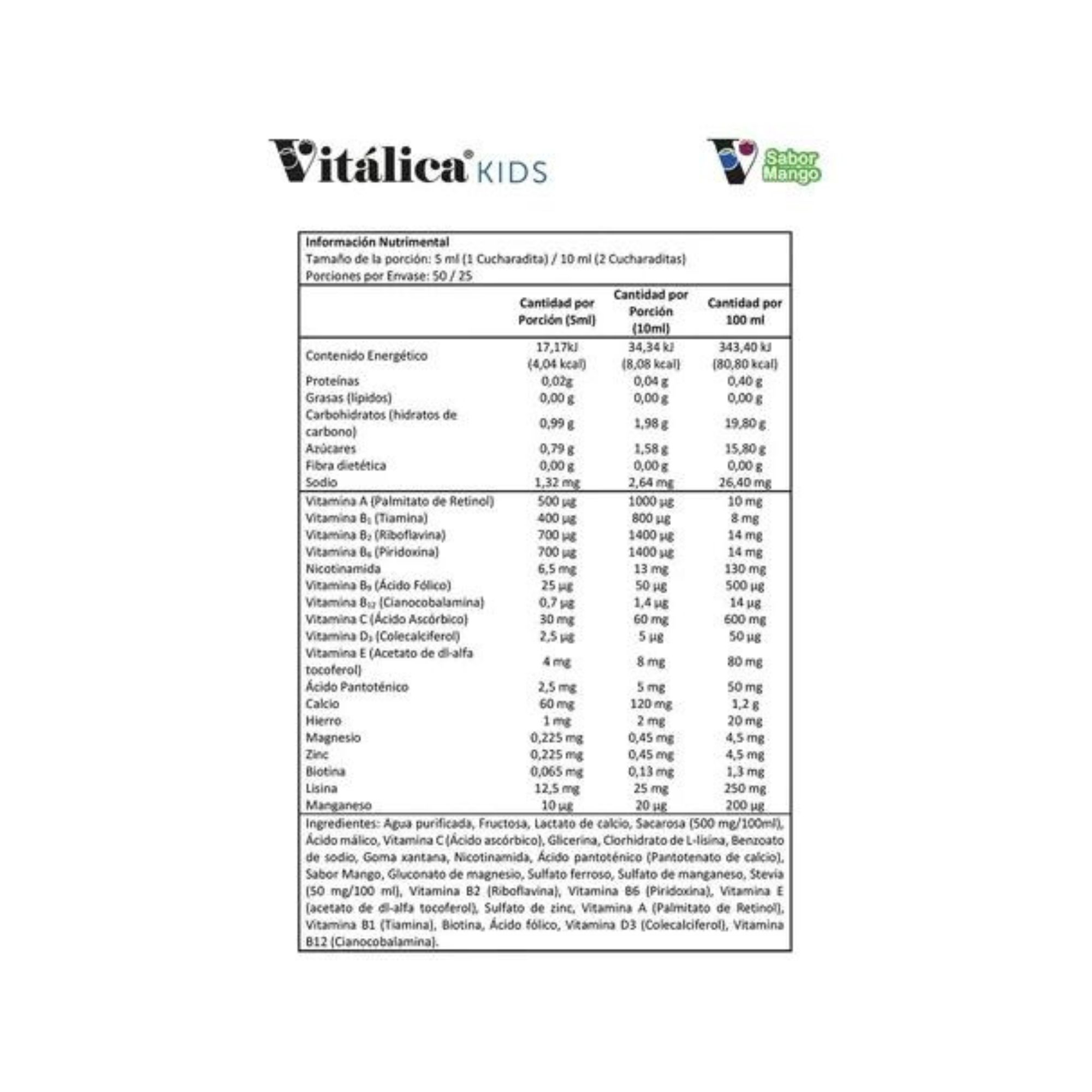 Vitalica Kids 2 Frascos Suplemento Alimenticio 100% Natural