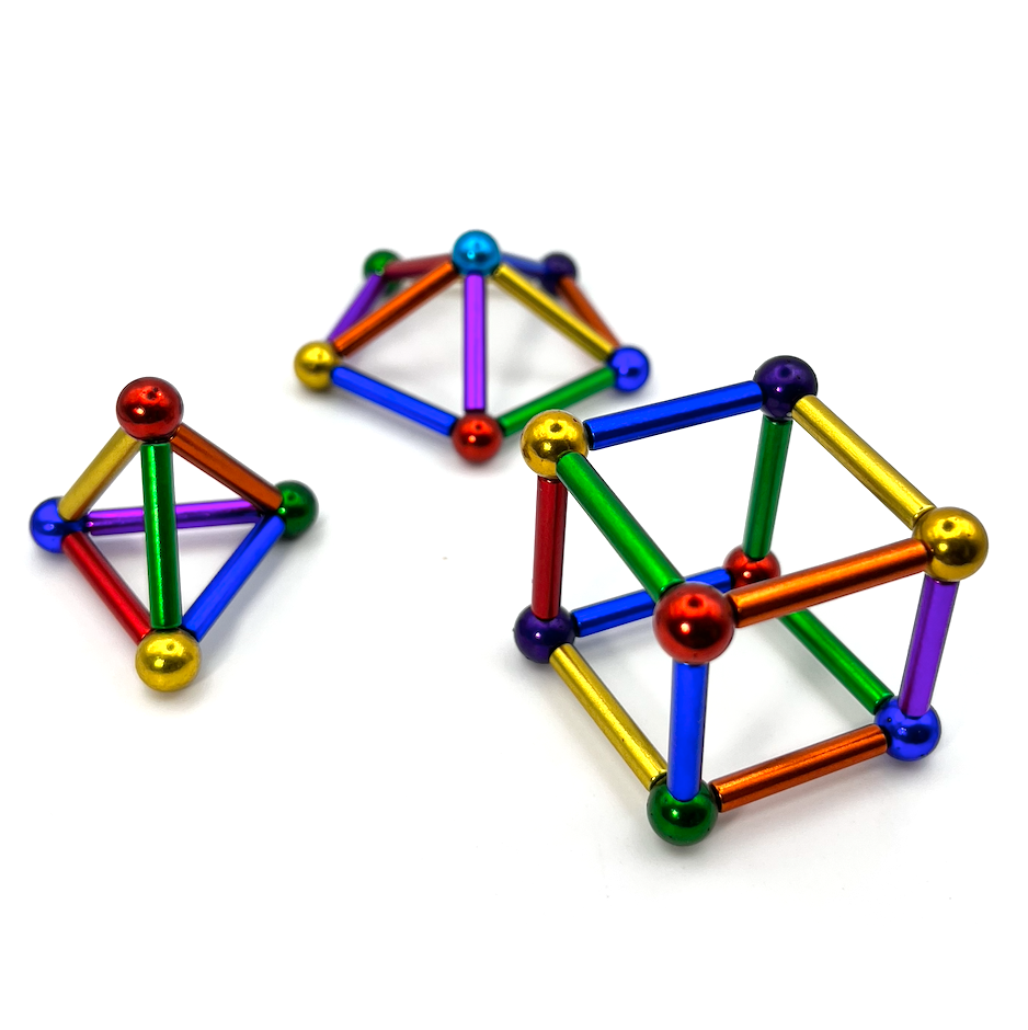 Imanes de Neodimio 36 barras y 27 esferas de Colores, potente imán de neodimio