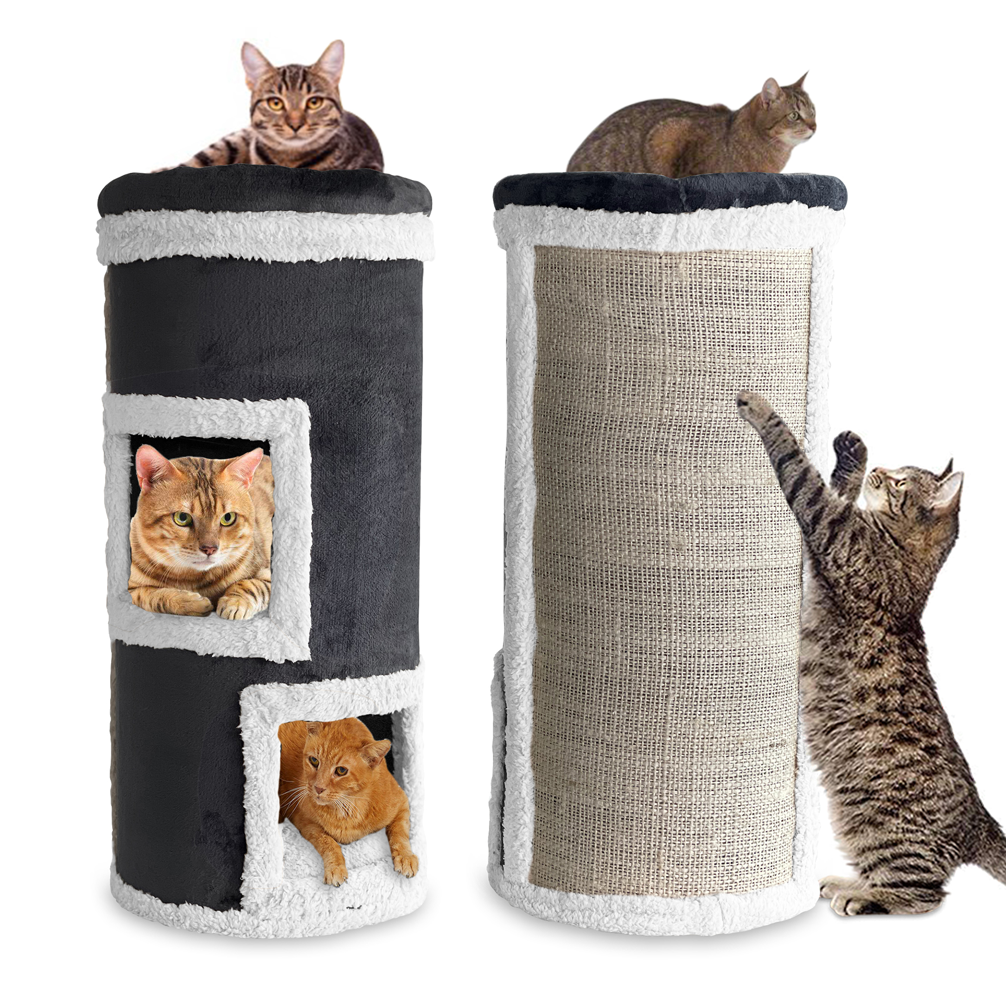 Casa Torre Mueble Rascador Para Gatos Cama 3 Niveles Todo en 1