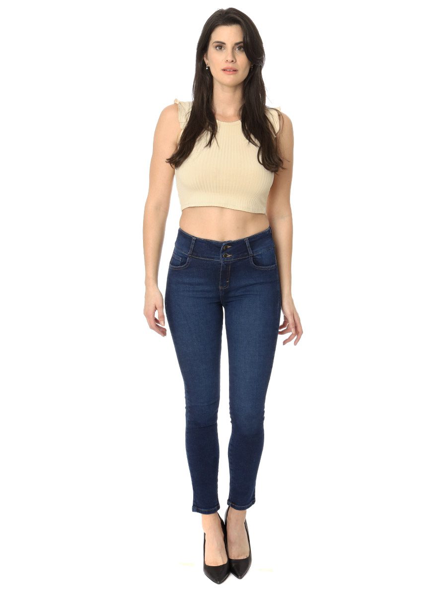 Jeans Britos Corte Corazon A La Cintura Skinny Con Desgaste