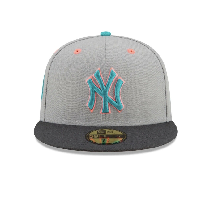 GORRA NEW ERA LOS YANKEES ROSA-GRIS UNISEX 7 1/4 100% ORIGINAL
