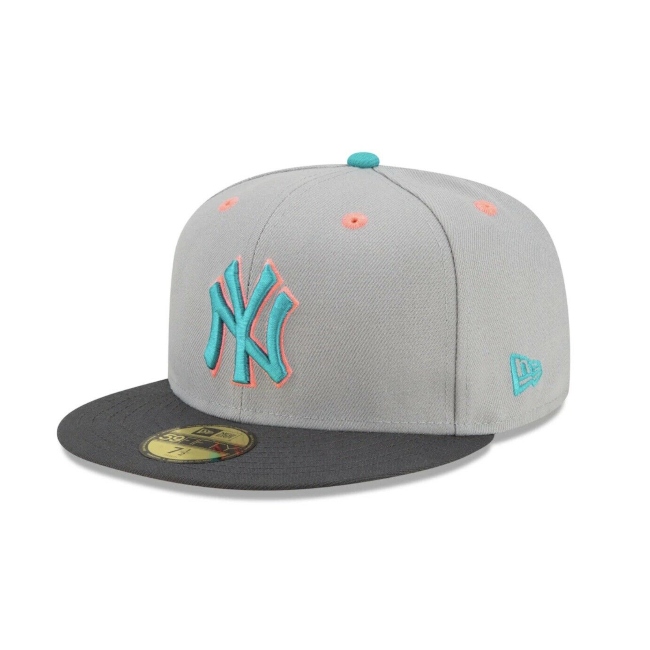 GORRA NEW ERA LOS YANKEES ROSA-GRIS UNISEX 7 1/4 100% ORIGINAL