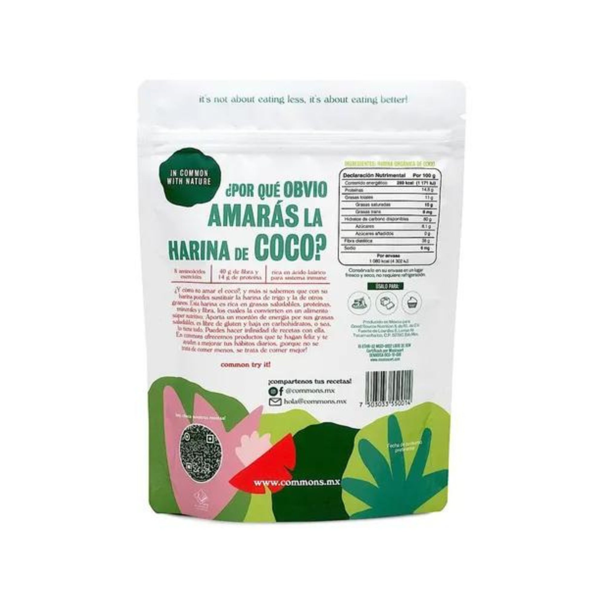 Harina De Coco Orgánica 300g Commons Libre De Gluten