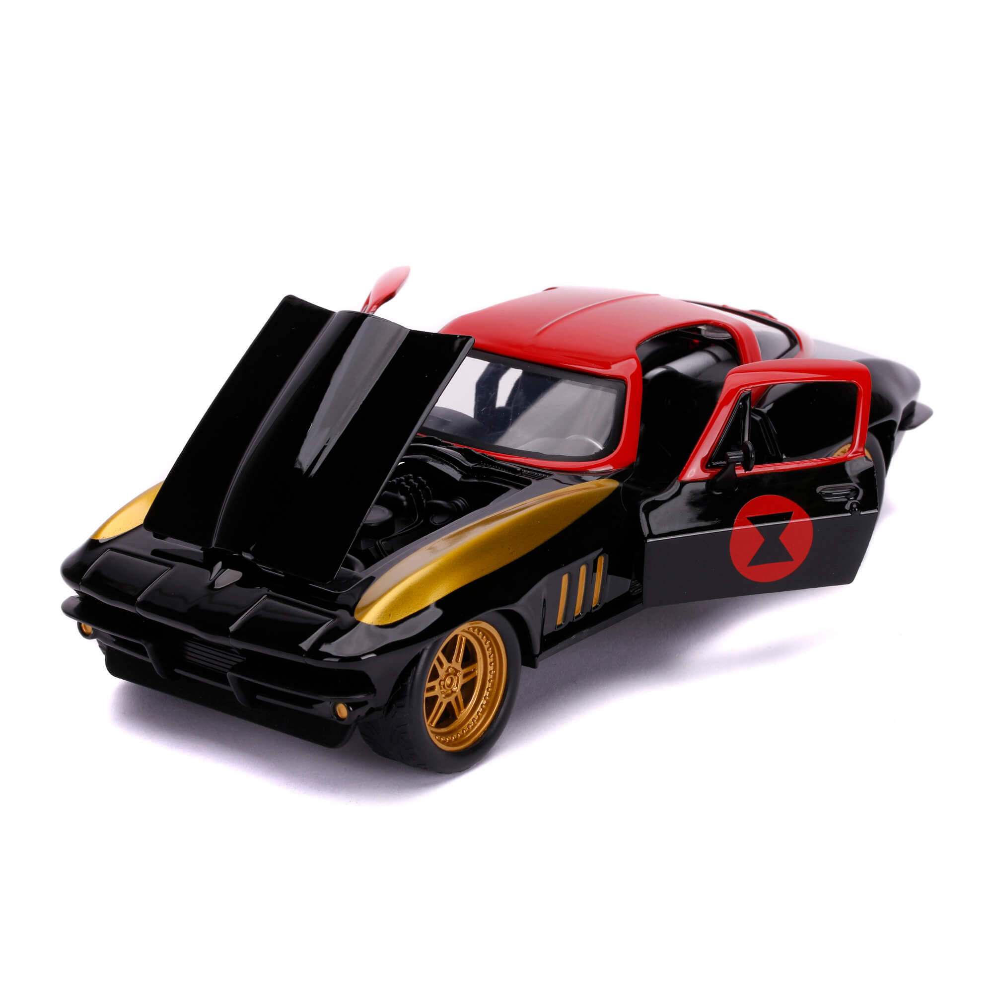 1966 Chevy Corvette con Figura Black Widow Marvel Avengers Jada Toys Escala 1:24 