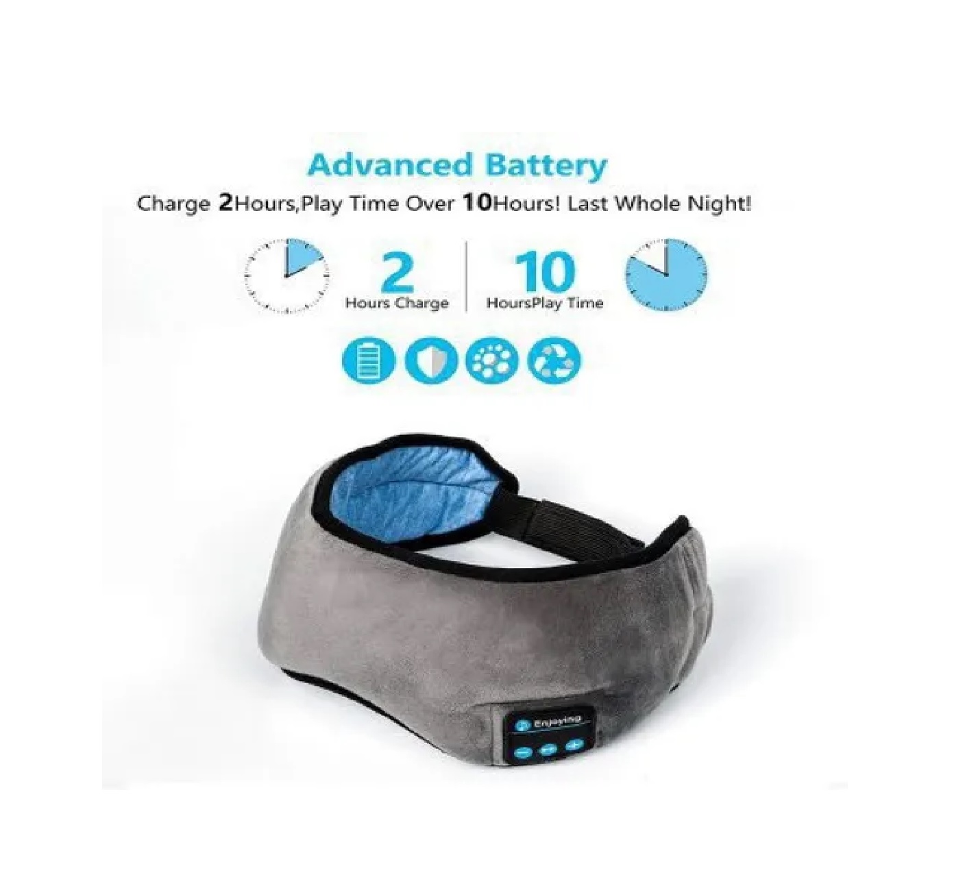 Antifaz Para Dormir Cubre Ojos Bluetooth Musica Gris