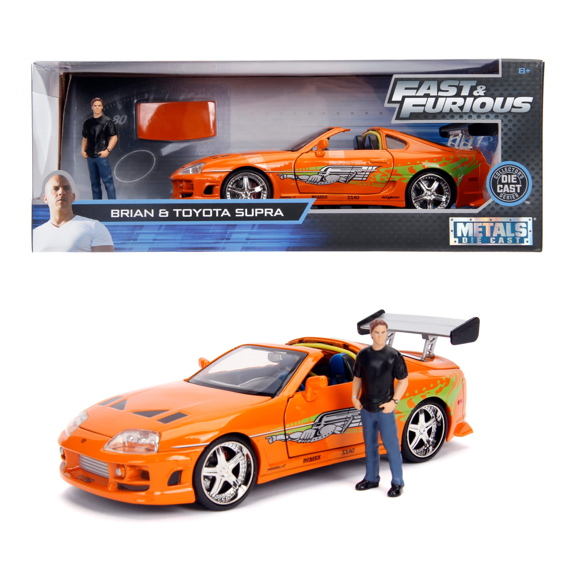 1995 Toyota Supra con fig Brian Rapido y Furioso JADA TOYS ESCALA 1:24 OFERTA!