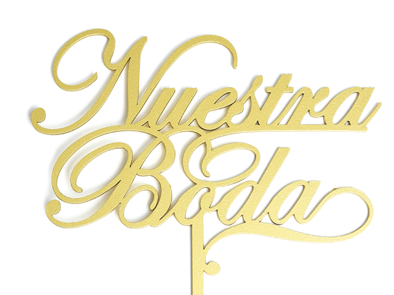 Letrero Pastel Cake Topper Nuestra Boda Gold BdLG-009