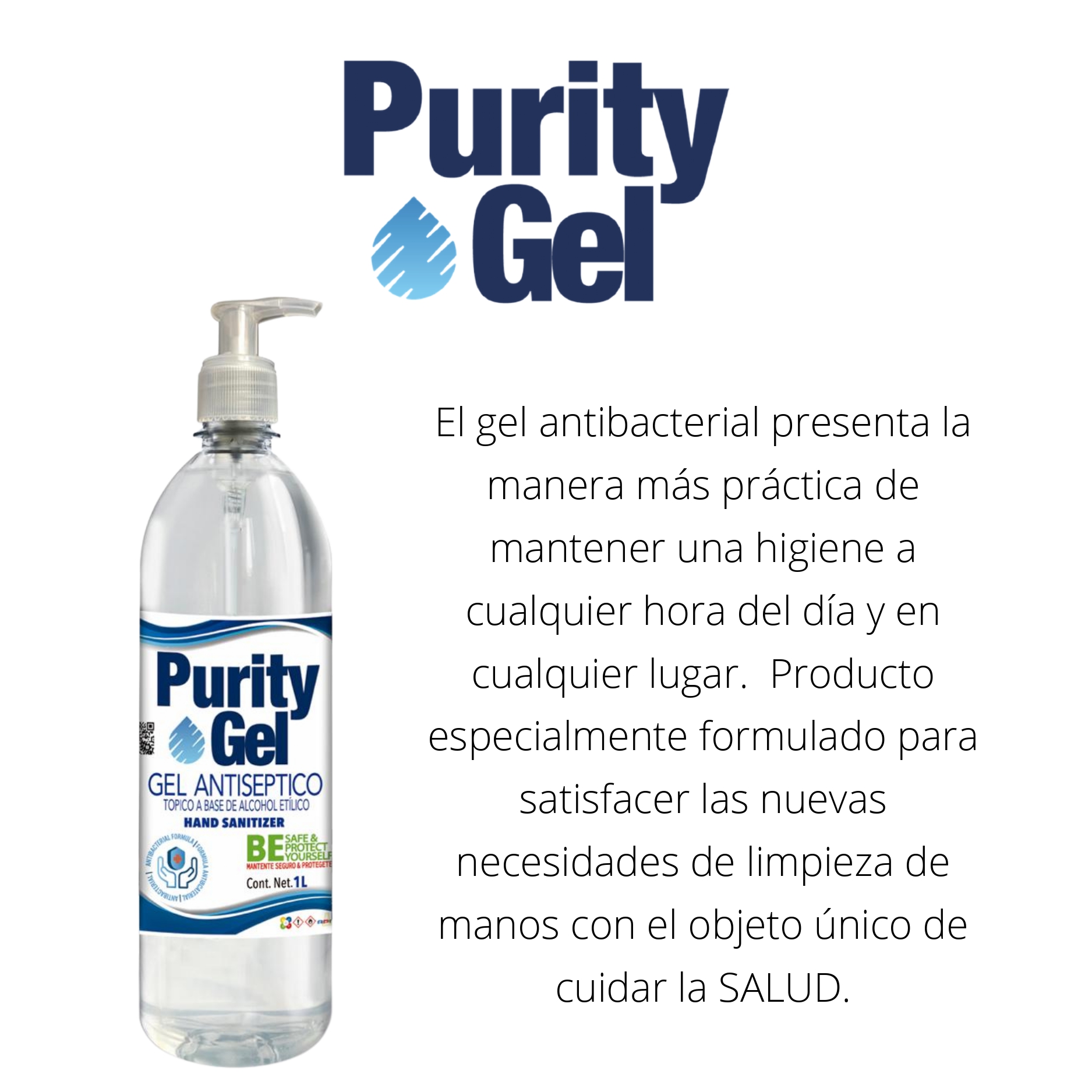 Gel Antibacterial Para Manos 1 L Purity Gel Mayoreo 6 Pzas