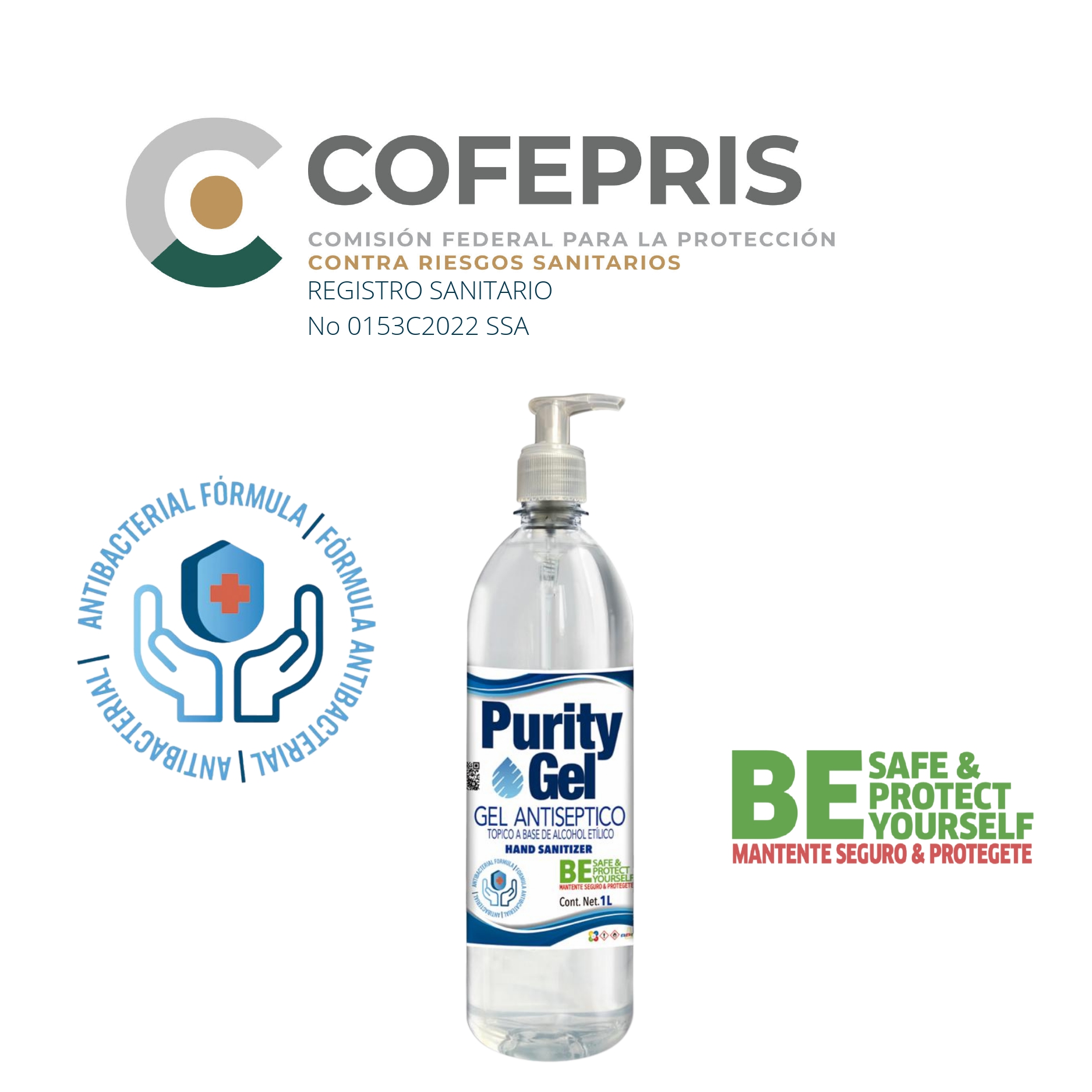 Gel Antibacterial Para Manos 1 L Purity Gel Mayoreo 3 Pzas