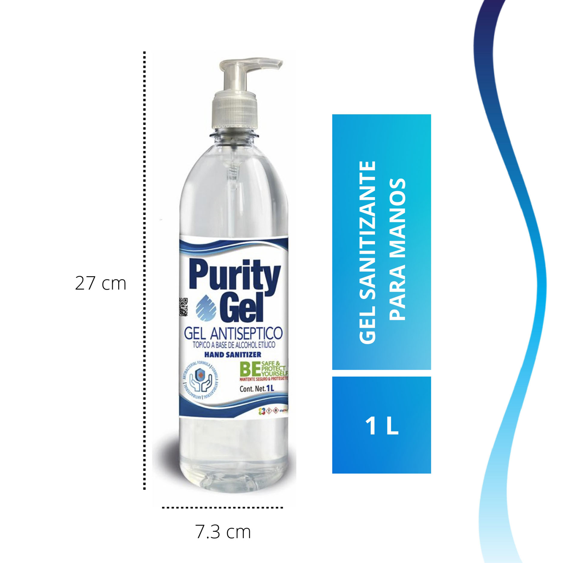 Gel Antibacterial Para Manos 1 L Purity Gel Mayoreo 3 Pzas
