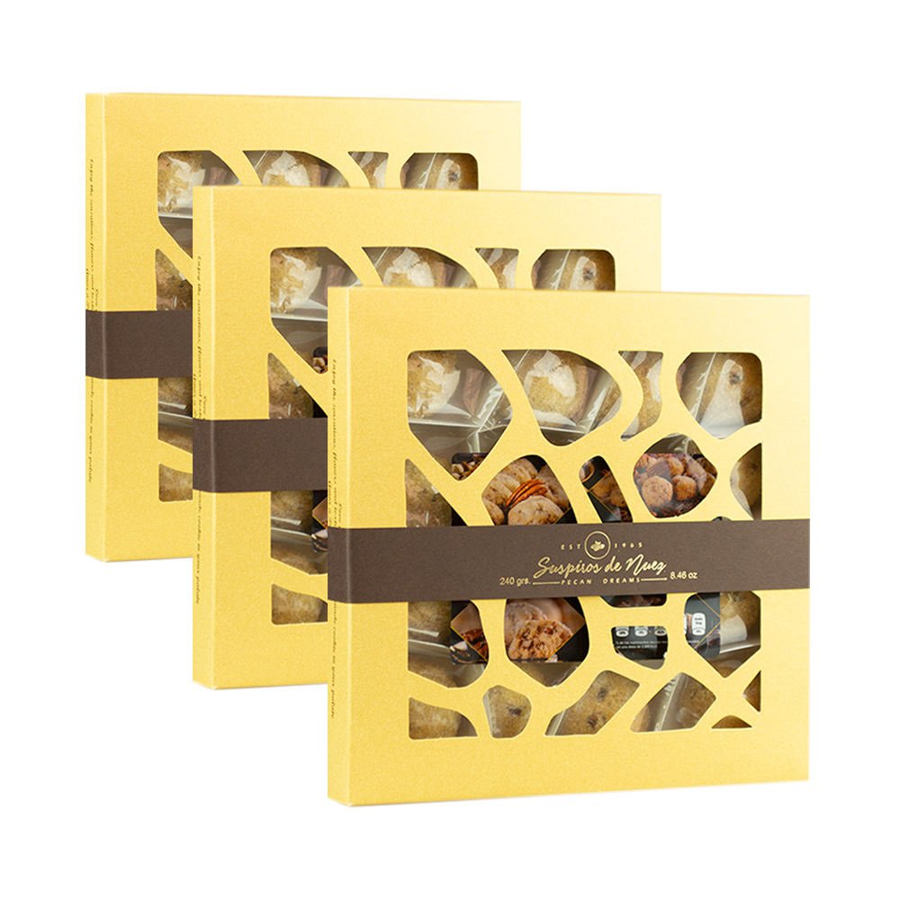 Suspiros de Nuez - Galletas De Nuez Gourmet - 100% Naturales - 240g (3 Piezas)