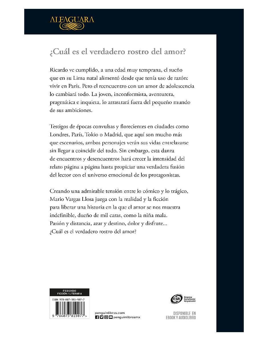 Libro fisico Travesuras de la niña mala Autor Mario Vargas Llosa