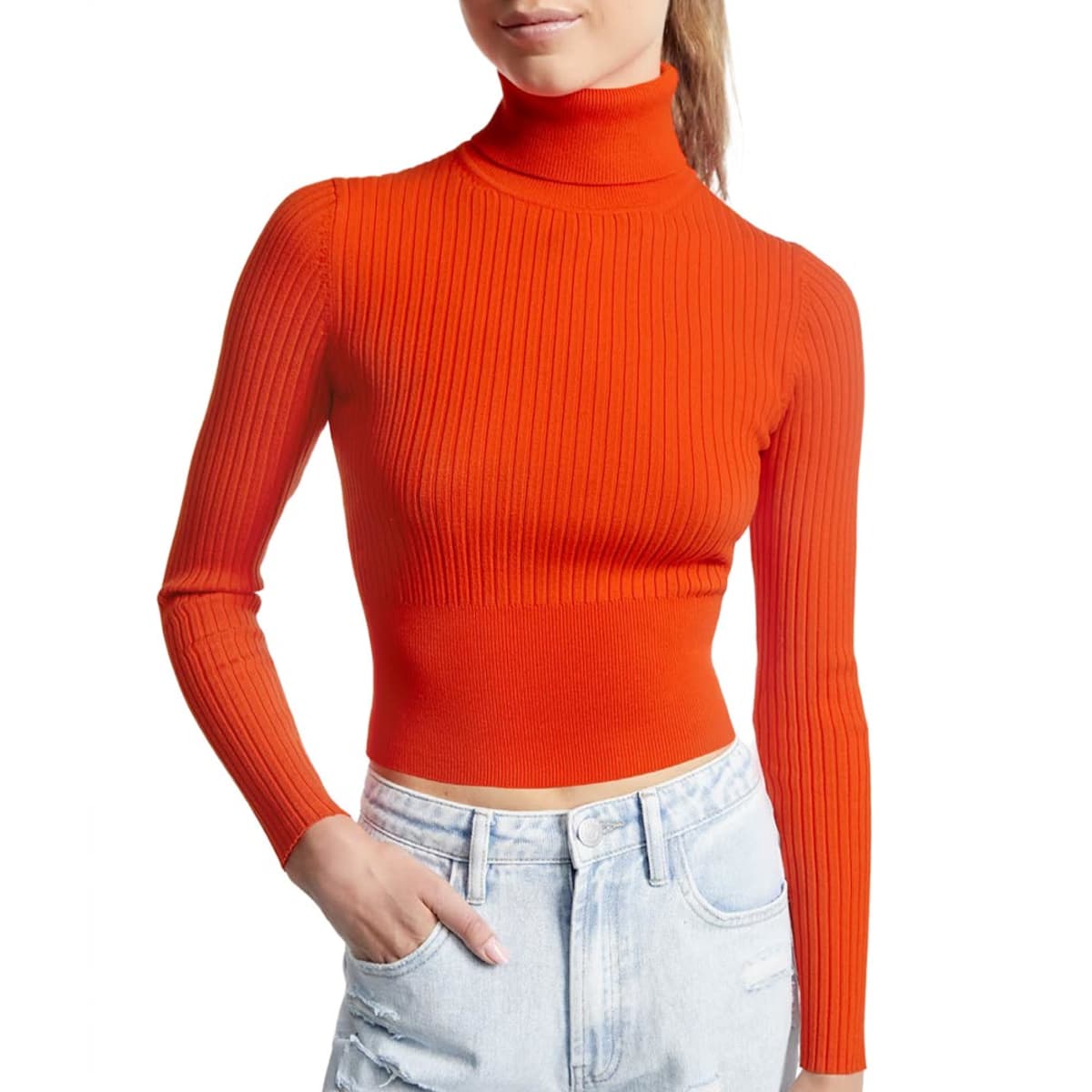 Blusa Sao Paulo color naranja para mujer, manga larga, mod. 997183