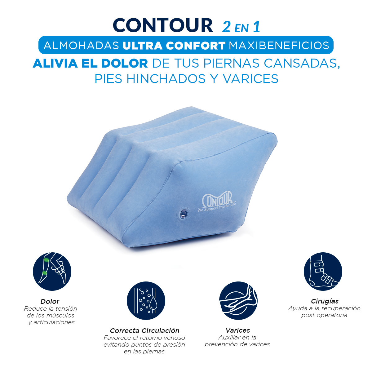 Almohada Ortopédica Para Piernas Y Rodillas Contour Leg
