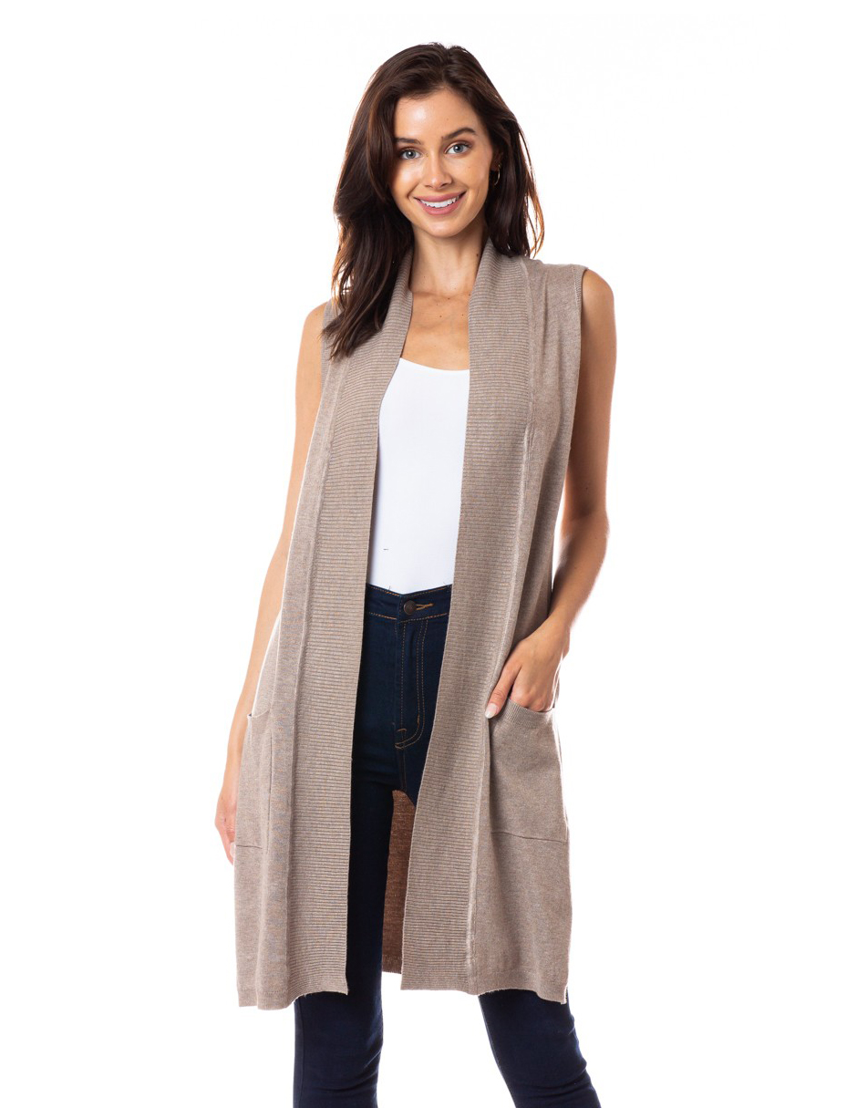 Chaleco tejido ligero con bolsillos AMAD para mujer 