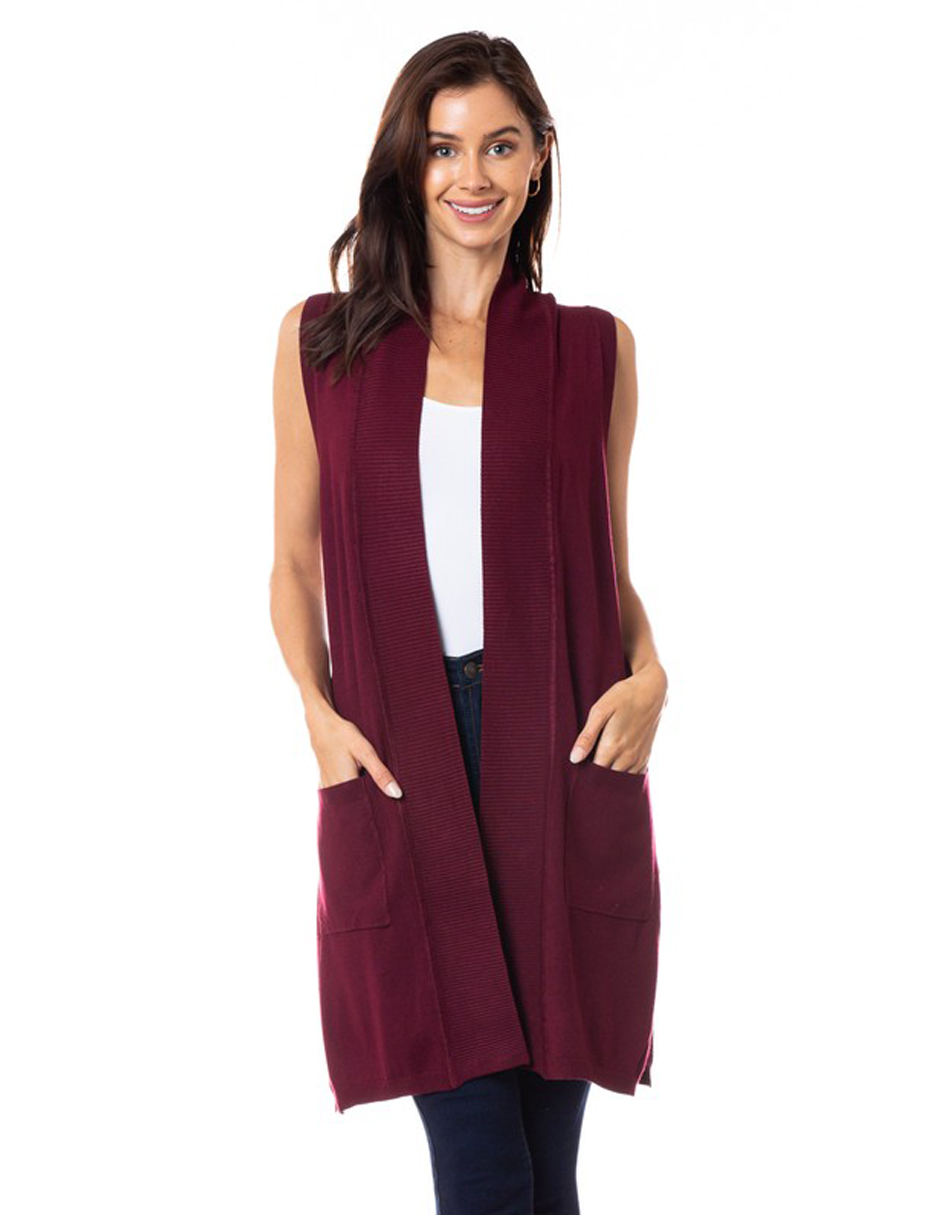 Chaleco tejido ligero con bolsillos AMAD para mujer 