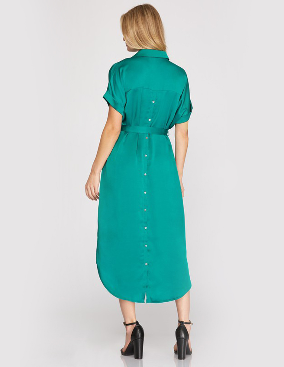 Vestido camisero satinado AMAD para mujer 