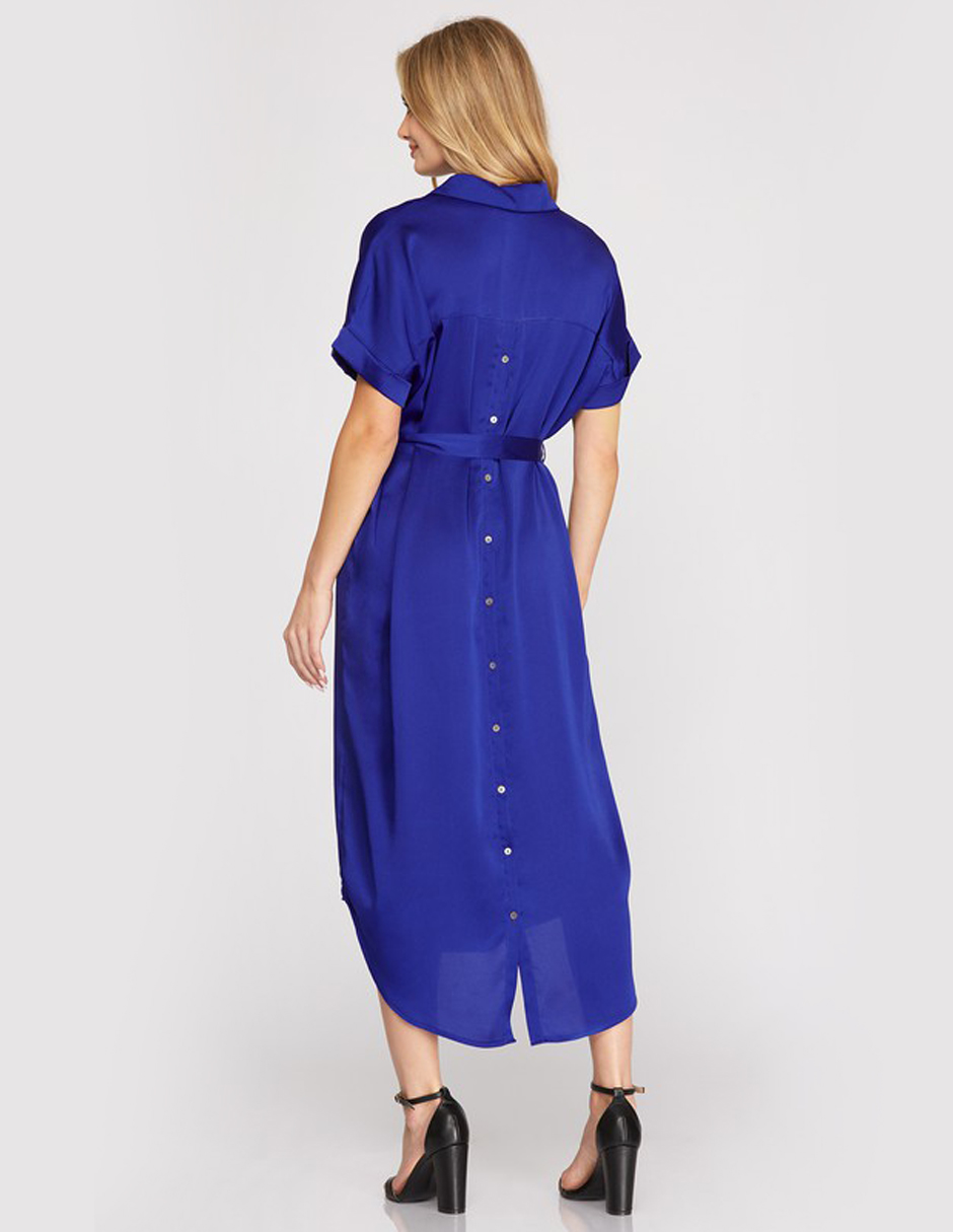 Vestido camisero satinado AMAD para mujer 