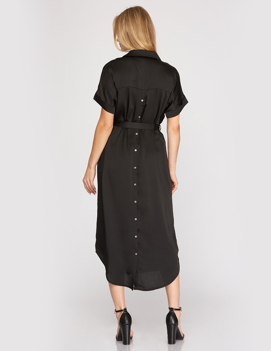 Vestido camisero satinado AMAD para mujer 