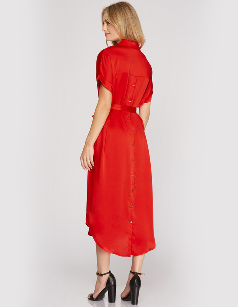 Vestido camisero satinado AMAD para mujer 