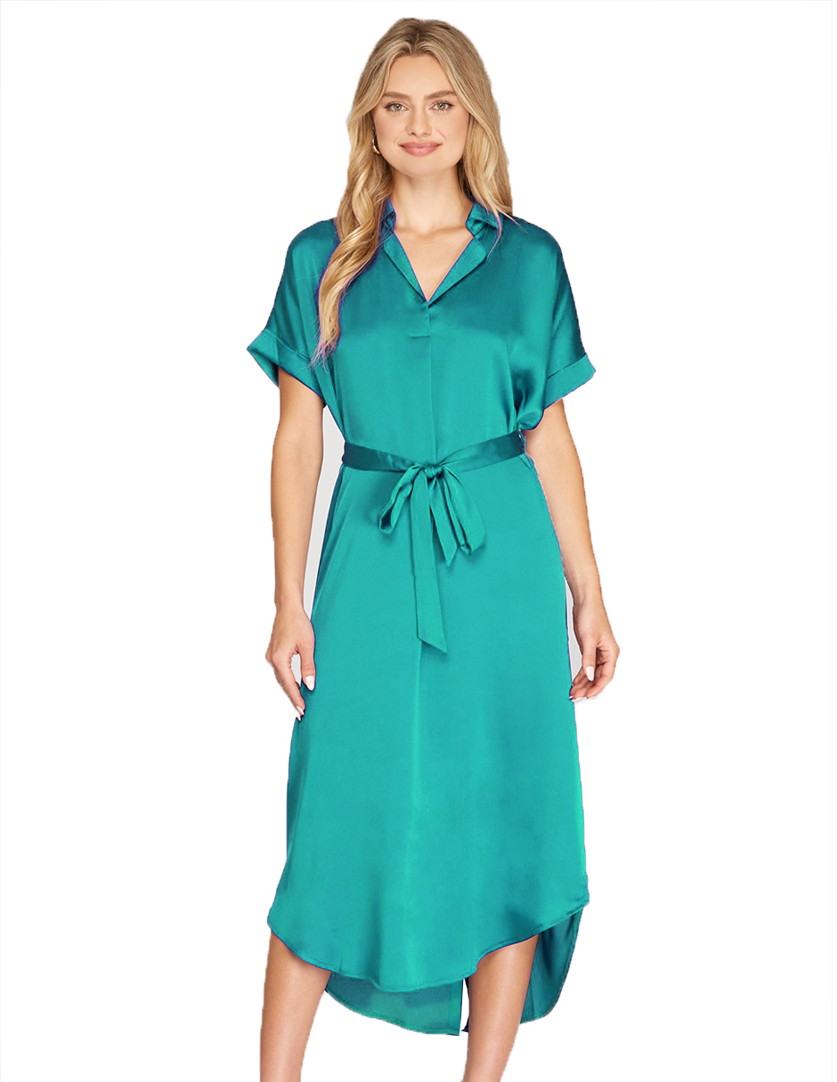 Vestido camisero satinado AMAD para mujer 