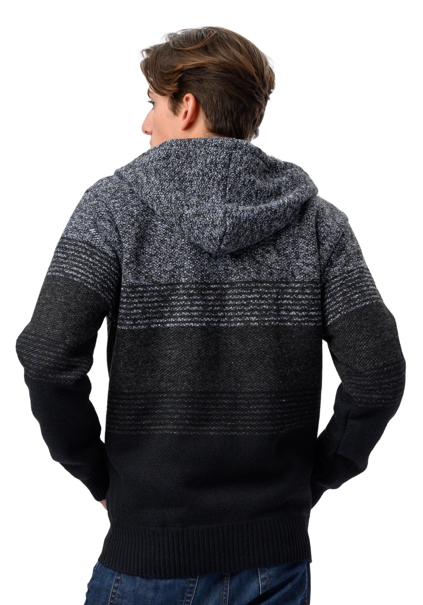 Sudadera Con Capucha/ Cierre Color Negro Combinado Hombre Refinery Republic