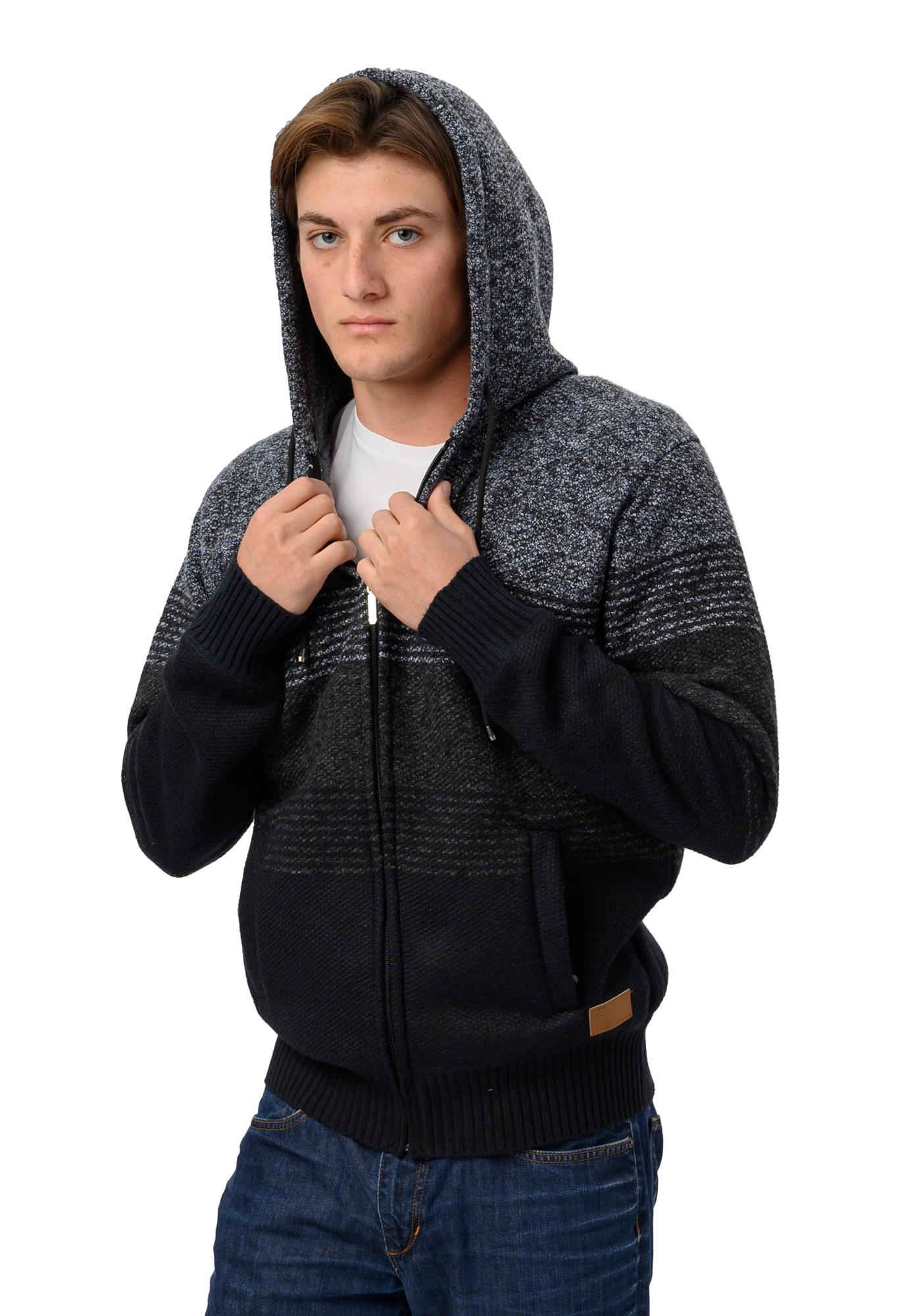 Sudadera Con Capucha/ Cierre Color Negro Combinado Hombre Refinery Republic